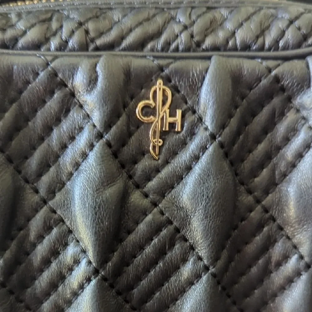 Quilted Black and Gold Crossbody Bag